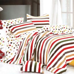 Blancho Bedding - [Rainbow Dots & Stripe] Luxury 5PC Bed In A Bag Combo 300GSM (Twin Size)