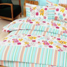 Blancho Bedding - [Blooming Flowers] 100% Cotton 5PC Comforter Set (King Size)