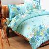 Blancho Bedding - [Turquoise Flowers] 100% Cotton 5PC Comforter Set (King Size)