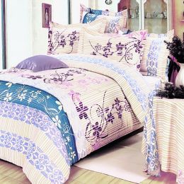 Blancho Bedding - [Striped Orchid] 100% Cotton 5PC Comforter Set (King Size)