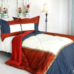 [King and Queen] Quilted Patchwork Down Alternative Comforter Set (Full/Queen Size)