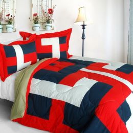 [Warm Cabin] Quilted Patchwork Down Alternative Comforter Set (King Size)