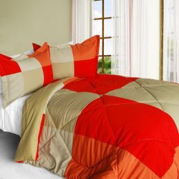 [Beautiful Prairie] Quilted Patchwork Down Alternative Comforter Set (King Size)