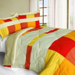 [Charming Bedford] Quilted Patchwork Down Alternative Comforter Set (King Size)