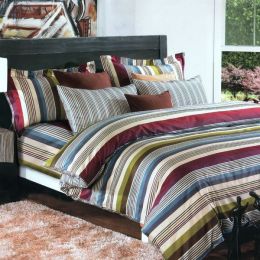 Blancho Bedding - [Cottage Stripe] Luxury 4PC Comforter Set Combo 300GSM (Twin Size)