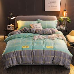 Household Brushed Bed Sheet And Duvet Cover Set (style: G, Bedding Size: 1.5M 4Pcs set)
