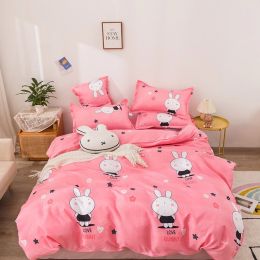 Household Brushed Bed Sheet And Duvet Cover Set (style: D, Bedding Size: 1.8M 4Pcs set)