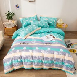 Household Brushed Bed Sheet And Duvet Cover Set (style: J, Bedding Size: 2.2M 4Pcs set)