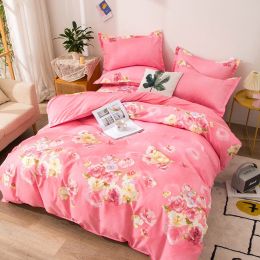 Household Brushed Bed Sheet And Duvet Cover Set (style: M, Bedding Size: 1.2M 3Pcs set)