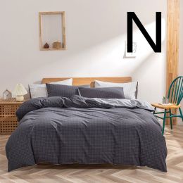 Washed Cotton Four-piece Set, Simple Bedding, Home Textile Cotton Quilt Cover, Bed Sheet (style: N, size: Size 7)