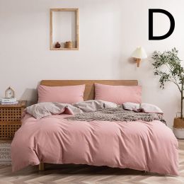 Washed Cotton Four-piece Set, Simple Bedding, Home Textile Cotton Quilt Cover, Bed Sheet (style: D, size: Size 5)