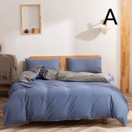 Washed Cotton Four-piece Set, Simple Bedding, Home Textile Cotton Quilt Cover, Bed Sheet (style: A, size: Size 6)