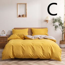 Washed Cotton Four-piece Set, Simple Bedding, Home Textile Cotton Quilt Cover, Bed Sheet (style: C, size: Size 6)