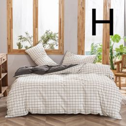 Washed Cotton Four-piece Set, Simple Bedding, Home Textile Cotton Quilt Cover, Bed Sheet (style: H, size: Size 5)