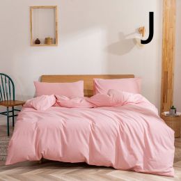 Washed Cotton Four-piece Set, Simple Bedding, Home Textile Cotton Quilt Cover, Bed Sheet (style: J, size: Size 7)