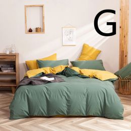 Washed Cotton Four-piece Set, Simple Bedding, Home Textile Cotton Quilt Cover, Bed Sheet (style: G, size: Size 6)