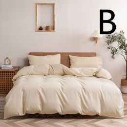 Washed Cotton Four-piece Set, Simple Bedding, Home Textile Cotton Quilt Cover, Bed Sheet (style: B, size: Size 5)