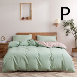 Washed Cotton Four-piece Set, Simple Bedding, Home Textile Cotton Quilt Cover, Bed Sheet (style: P, size: Size 4)