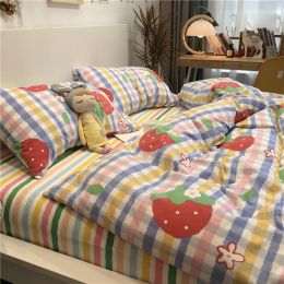 Three-Piece Set Of Single Bed Sheets In Student Dormitory (Color: Strawberry, size: 1.2Three piece suit)