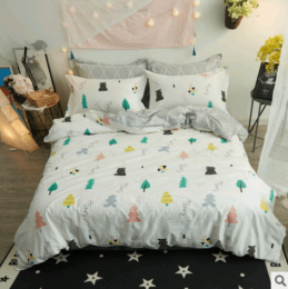 Pure cotton reactive print simple four-piece cartoon dinosaur bedding quilt cover sheets Homejoy (Color: Youth mark, size: Standard)