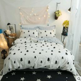 Pure cotton reactive print simple four-piece cartoon dinosaur bedding quilt cover sheets Homejoy (Color: Mocha Forest, size: Standard)