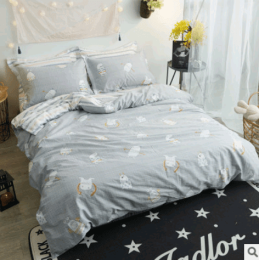 Pure cotton reactive print simple four-piece cartoon dinosaur bedding quilt cover sheets Homejoy (Color: Fairy tale, size: Standard)