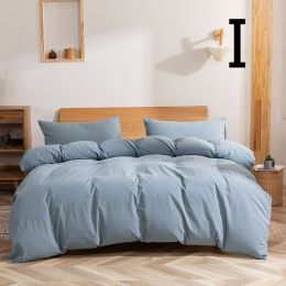 Washed Cotton Four-piece Set, Simple Bedding, Home Textile Cotton Quilt Cover, Bed Sheet (style: I, size: Size1)