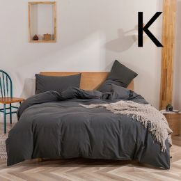 Washed Cotton Four-piece Set, Simple Bedding, Home Textile Cotton Quilt Cover, Bed Sheet (style: K, size: Size1)