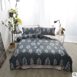 Pure cotton reactive print simple four-piece cartoon dinosaur bedding quilt cover sheets Homejoy (Color: Color forest, size: small)