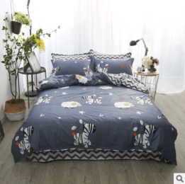 Pure cotton reactive print simple four-piece cartoon dinosaur bedding quilt cover sheets Homejoy (Color: Happy pasture, size: small)