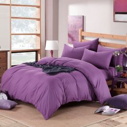 Pure cotton four piece suite fitted a simple plain bedding sheets wholesale cotton twill (Color: Violet, size: 1.2 to 1.35)