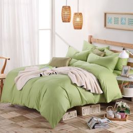 Pure cotton four piece suite fitted a simple plain bedding sheets wholesale cotton twill (Color: Green, size: 2)