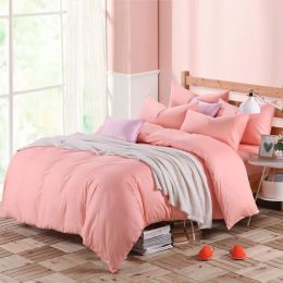 Pure cotton four piece suite fitted a simple plain bedding sheets wholesale cotton twill (Color: Pink, size: 1.5 to 1.8)