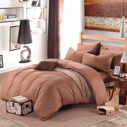 Pure cotton four piece suite fitted a simple plain bedding sheets wholesale cotton twill (Color: Camel, size: 1.5 to 1.8)