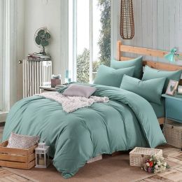 Pure cotton four piece suite fitted a simple plain bedding sheets wholesale cotton twill (Color: Dark Green, size: 1.2 to 1.35)