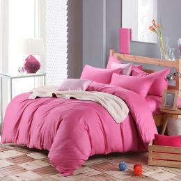 Pure cotton four piece suite fitted a simple plain bedding sheets wholesale cotton twill (Color: Rose pink, size: 1.2 to 1.35)