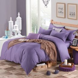 Pure cotton four piece suite fitted a simple plain bedding sheets wholesale cotton twill (Color: Purple, size: 1.2 to 1.35)