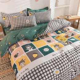 Gift Aloe Cotton Sheet Duvet Cover Sheet Four Piece Set (Color: StlyeC, size: 1.2m threepiece suit)
