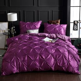 Luxury Solid Faux Silky Comfortable Quilt Cover Homejoy (Color: Purple, size: 150x200 2pcs)