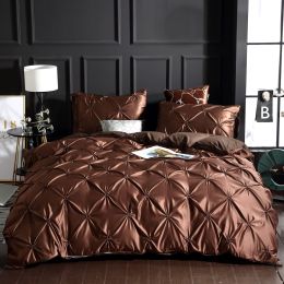 Luxury Solid Faux Silky Comfortable Quilt Cover Homejoy (Color: Dark Coffee, size: 150x200 2pcs)