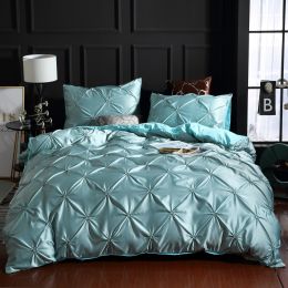 Luxury Solid Faux Silky Comfortable Quilt Cover Homejoy (Color: Light Blue, size: 150x200 2pcs)