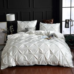 Luxury Solid Faux Silky Comfortable Quilt Cover Homejoy (Color: White, size: 150x200 2pcs)