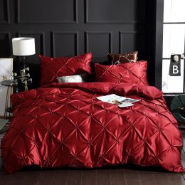 Luxury Solid Faux Silky Comfortable Quilt Cover Homejoy (Color: Wine Red, size: 150x200 2pcs)