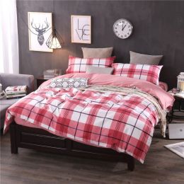 Three-piece Checked Bed Sheet Set Homejoy (Color: Urban minor red, size: 1.8m)