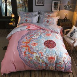 Cotton Sheet Quilt Cover Four Piece Set (Color: Style E, size: 200x230cm)