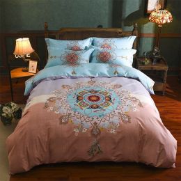Cotton Sheet Quilt Cover Four Piece Set (Color: Style F, size: 200x230cm)