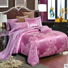 Luxury European Bedding Satin Jacquard Modal Cotton Tencel Set (Color: Lilac, size: 2m)