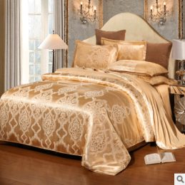 Luxury European Bedding Satin Jacquard Modal Cotton Tencel Set (Color: Golden, size: 2m)