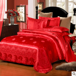 Luxury European Bedding Satin Jacquard Modal Cotton Tencel Set (Color: Red, size: 1.8m)