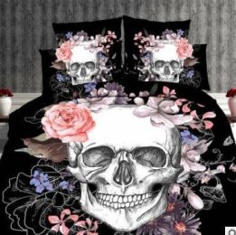 3D foreign trade personality four-piece set of sheets quilt cover starry sky (Color: Black, Size-Style: 1.5M-Sheets)